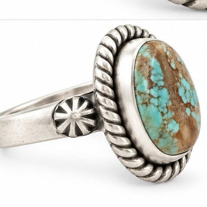 Size 10 Mine Number 8 Turquoise .925 Sterling Silver Ring