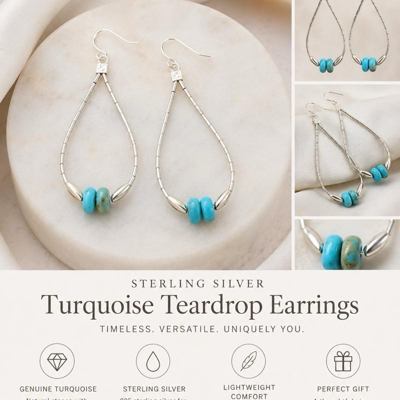 .925 Liquid Silver Turquouse Beaded Earrings