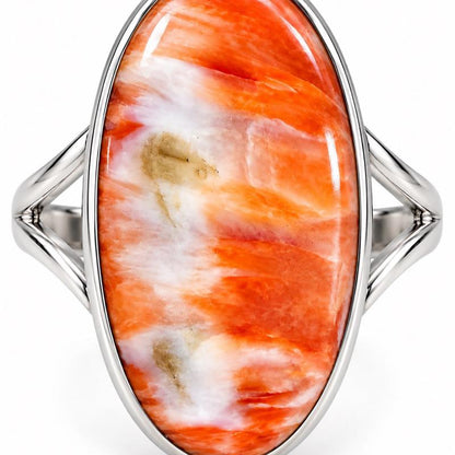 Size 9.5 Orange Spiny Oyster Shell Sterling Silver Ring