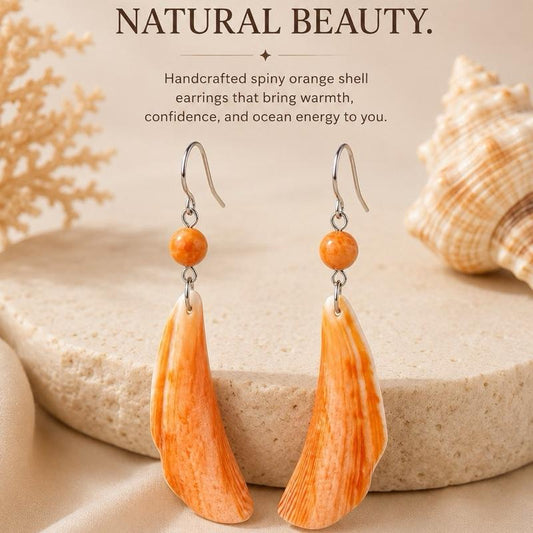 Spiny Orange Shell .925 Sterling Silver Earrings