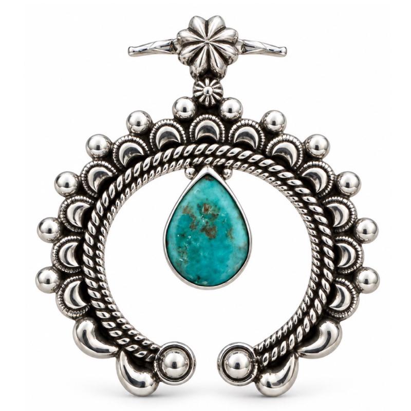 Genuine Turquoise Naja .925 Sterling Silver Pendant