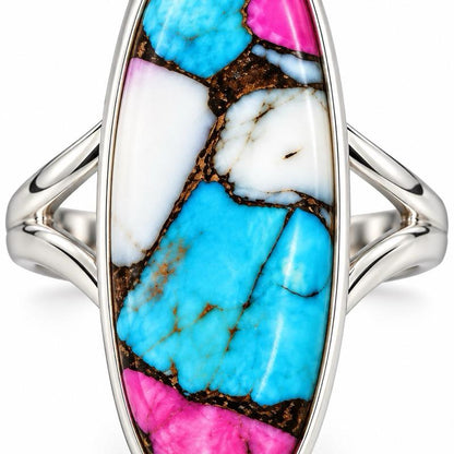 Size 6.25 Cotton Candy Turquoise .925 Sterling Silver Ring