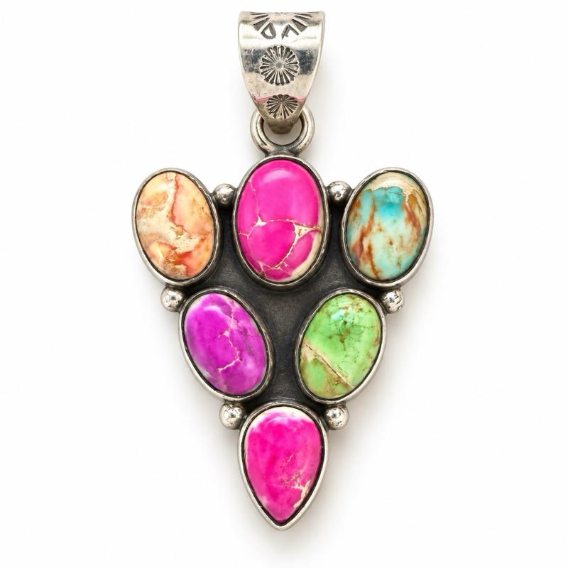 1.73” X 1” Sea Sediment Jasper .925 Sterling Silver Multi Stone pendant