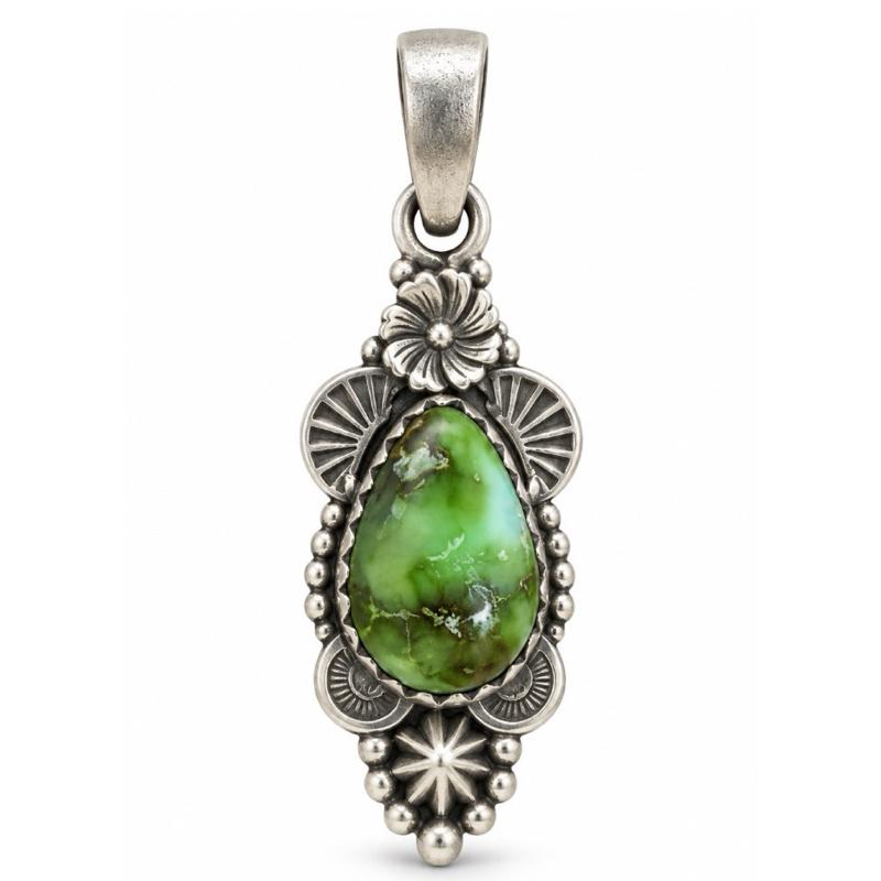Sonoran Gold Turquoise .925 Sterling Silver Southwestern style pendant