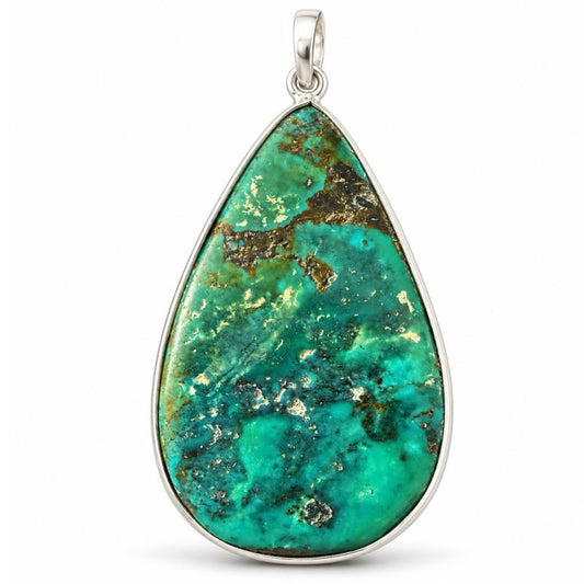 1.90” X 1.03” Natural Turquoise .925 Sterling Silver Pendant