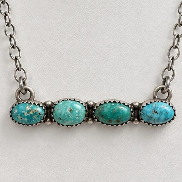 2” White Water Turquoise Bar .925 Solid Sterling Silver Necklace