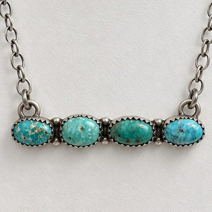 2” White Water Turquoise Bar .925 Solid Sterling Silver Necklace