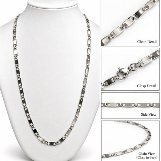 21” Snake Flat Rectangular  Stainless Steel Non Tarnishing Sweatproof and Waterproof Chain