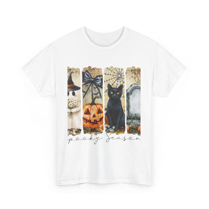 Halloween Cat Tee, Vintage Halloween Shirt, Unisex T-Shirt, Fall Graphic Tee, Spooky Season Apparel, Cat Lover Gift