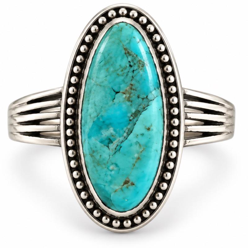 Size 10 Turquoise .925 Sterling Silver Ring