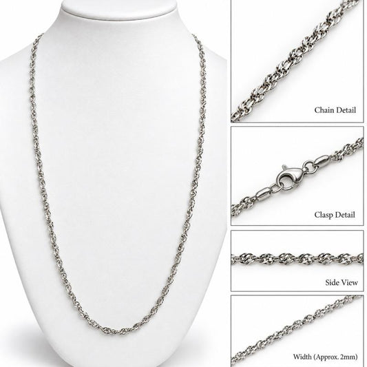 21” Twisted Rope Stainless Steel Non Tarnishing Sweatproof and Waterproof Chain