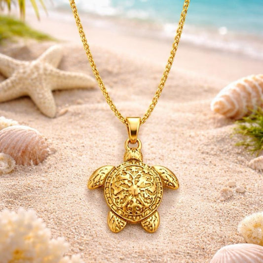 18-20" Turtle Nautical Beach Theme Stainless Steel Waterproof Non Tarnish Necklace