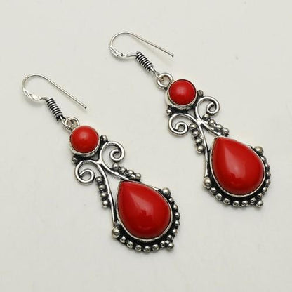 Silver Overlay / Plated Natural Stone Earrings
