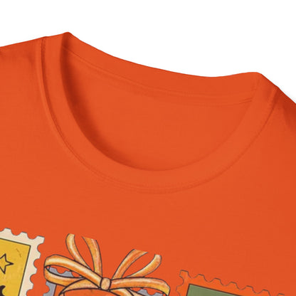 Halloween Themed Unisex Softstyle T-Shirt - Spooky Stamp Design, Fall Fashion, Trick or Treat, Halloween Party, Gift for Ghost Lovers