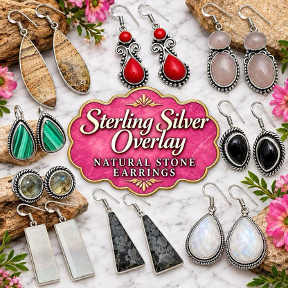 Silver Overlay / Plated Natural Stone Earrings