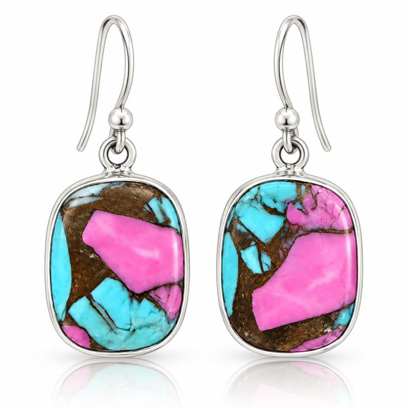 Cotton Candy .925 Sterling Silver Dangle Earrings