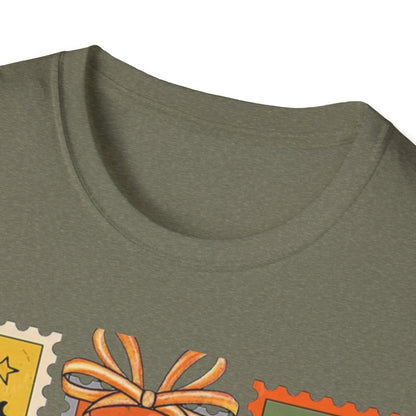 Halloween Themed Unisex Softstyle T-Shirt - Spooky Stamp Design, Fall Fashion, Trick or Treat, Halloween Party, Gift for Ghost Lovers
