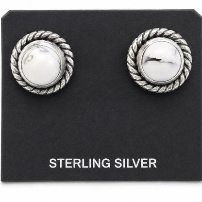 White Buffalo .925 Solid Sterling Silver Stud Earrings Retails for $215
