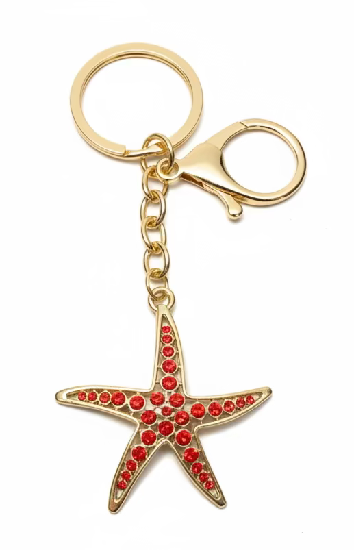 Starfish Sparkly Bag Charm Keychain