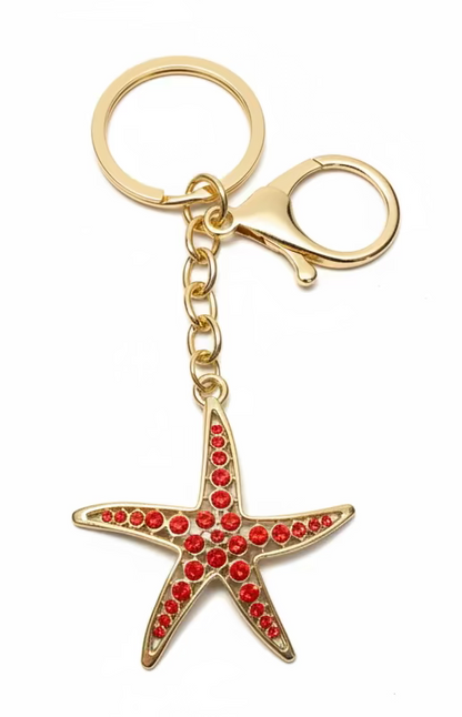 Starfish Sparkly Bag Charm Keychain