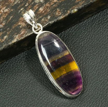 2.2"Fluorite Gemstone Ethnic Handmade Pendant