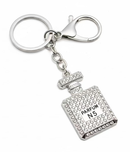 Perfume Bottle Sparkly Bag Charm Keychain