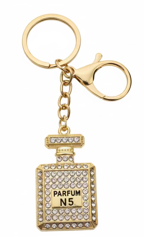 Perfume Bottle Sparkly Bag Charm Keychain