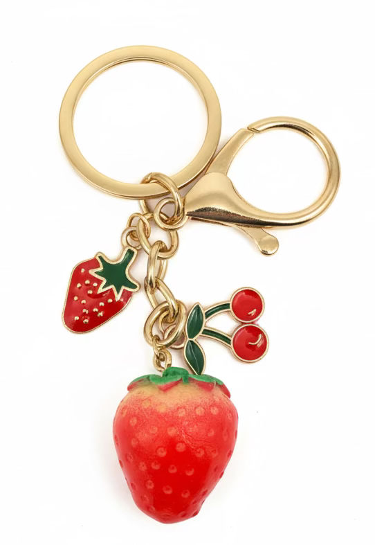 Strawberry Cherry Charm Bag Charm Keychain