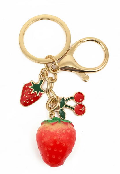 Strawberry Cherry Charm Bag Charm Keychain