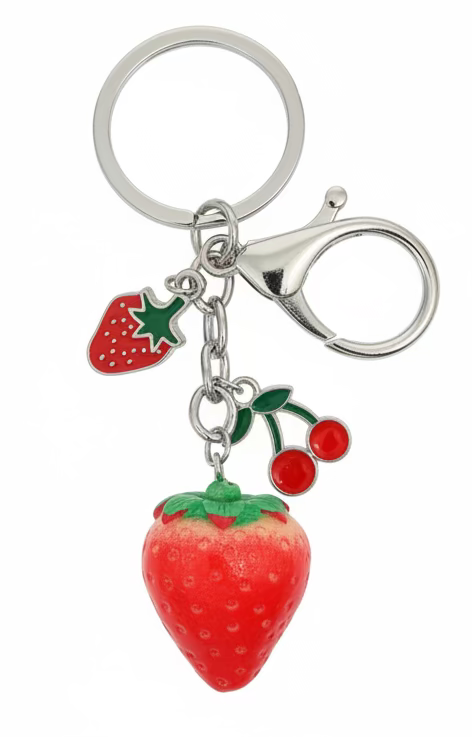 Strawberry Cherry Charm Bag Charm Keychain