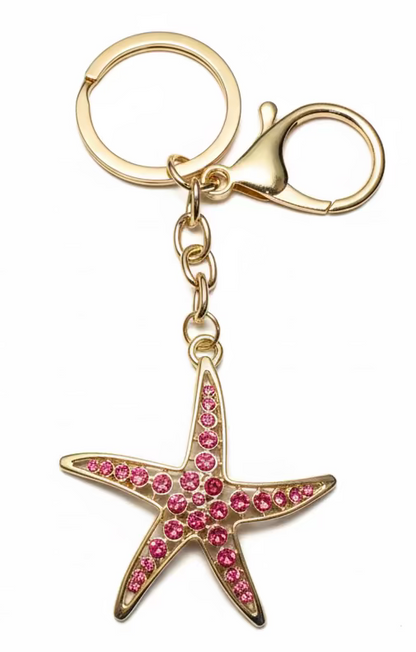 Starfish Sparkly Bag Charm Keychain