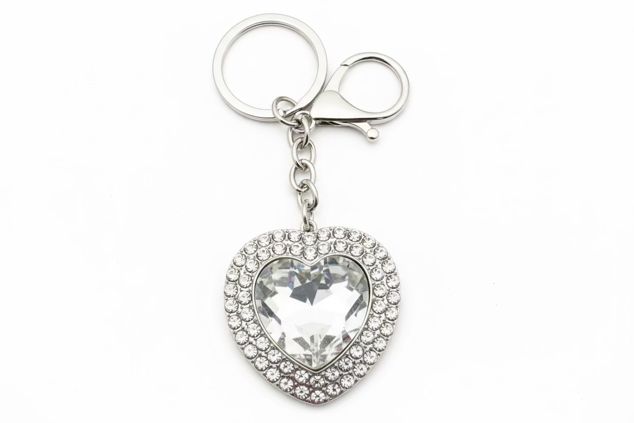 Heart Gem Bag Charm Keychain