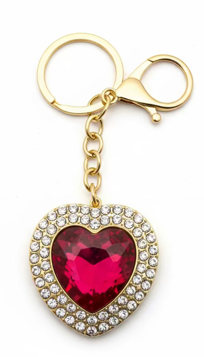Heart Gem Bag Charm Keychain