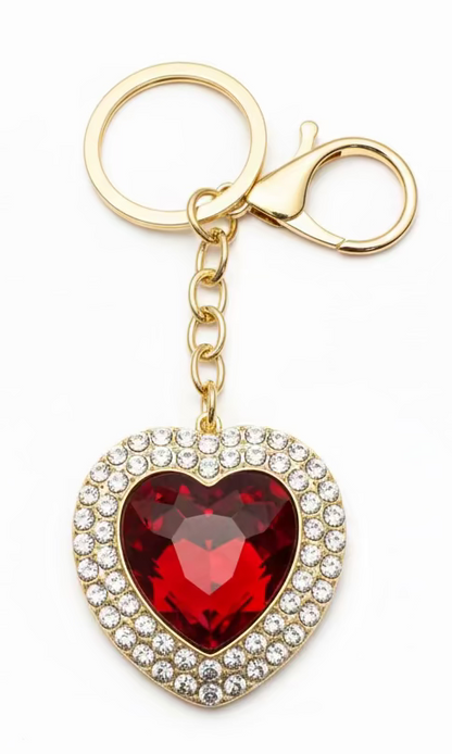 Heart Gem Bag Charm Keychain