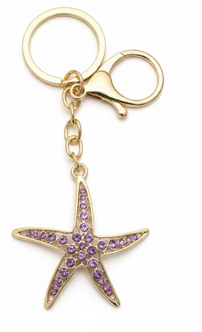 Starfish Sparkly Bag Charm Keychain