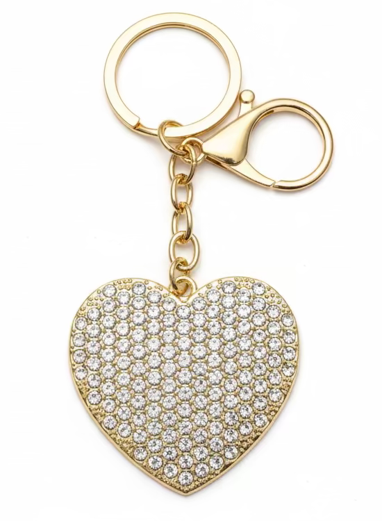 Heart Sparkly Bag Charm Keychain