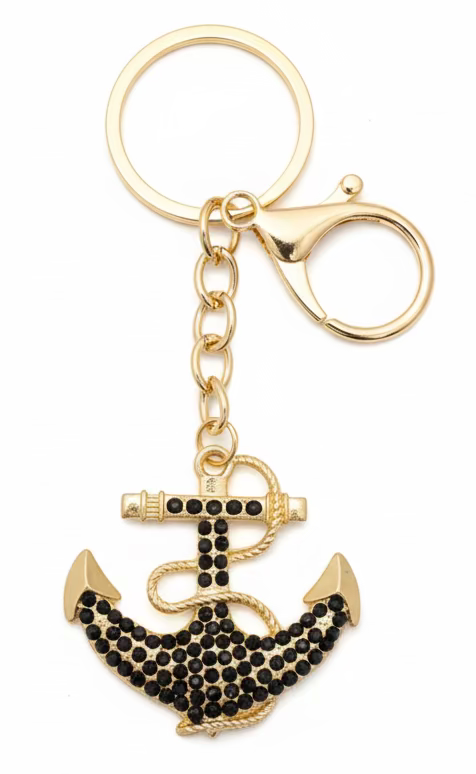 Anchor Sparkly Bag Charm Keychain