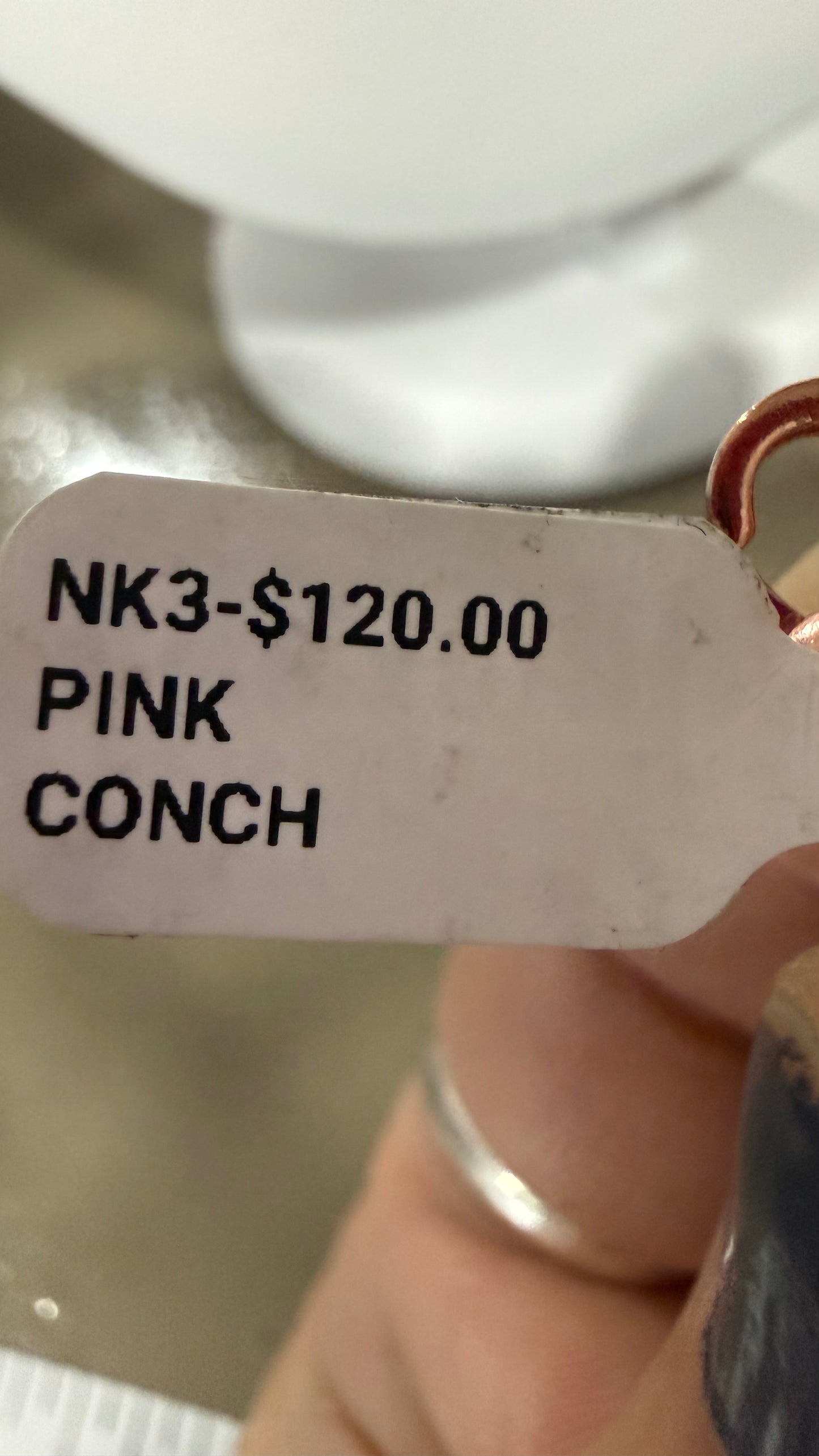 18” Pink Conch & 8mm Copper Pearls Necklace
