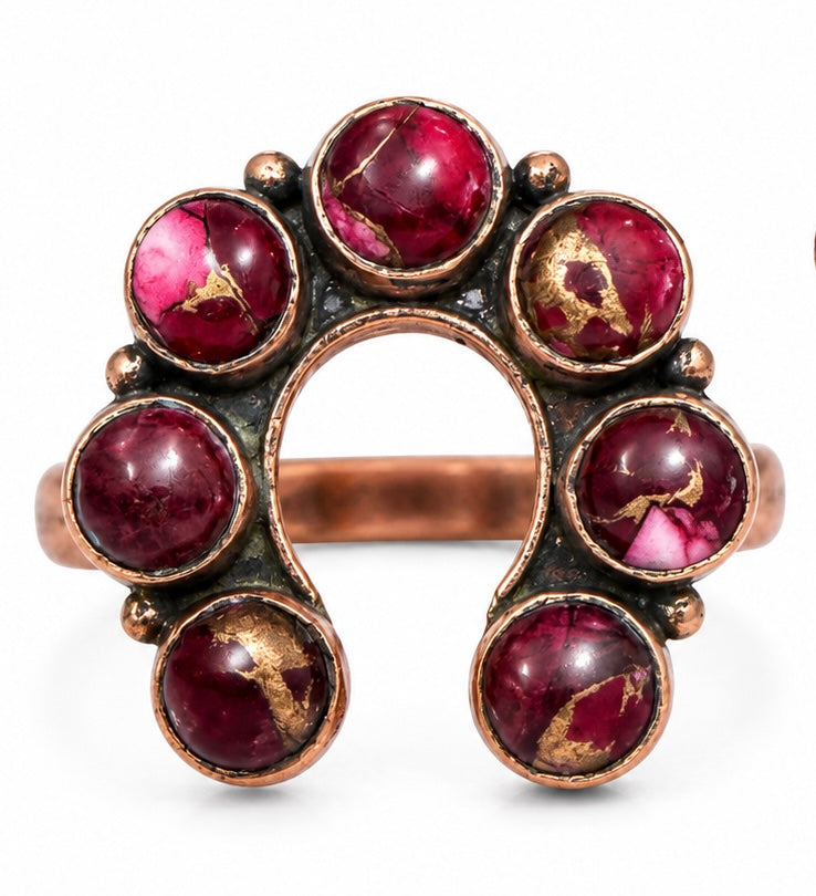 Red Rose Dahlia Adjustable Pure Copper Ring