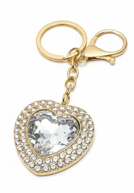 Heart Gem Bag Charm Keychain