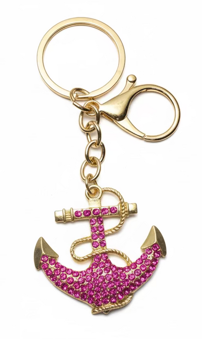 Anchor Sparkly Bag Charm Keychain