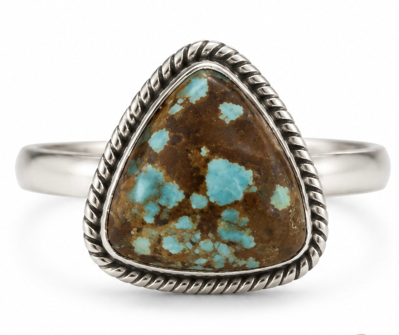 Size 6.5 Mine Number 8 Premium Turquoise Ring Set in .925 Sterling Silver