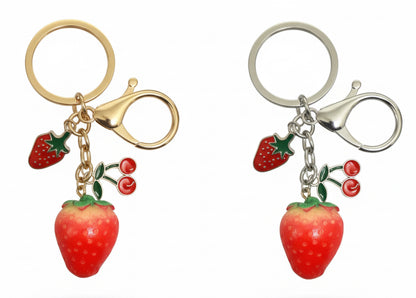 Strawberry Cherry Charm Bag Charm Keychain