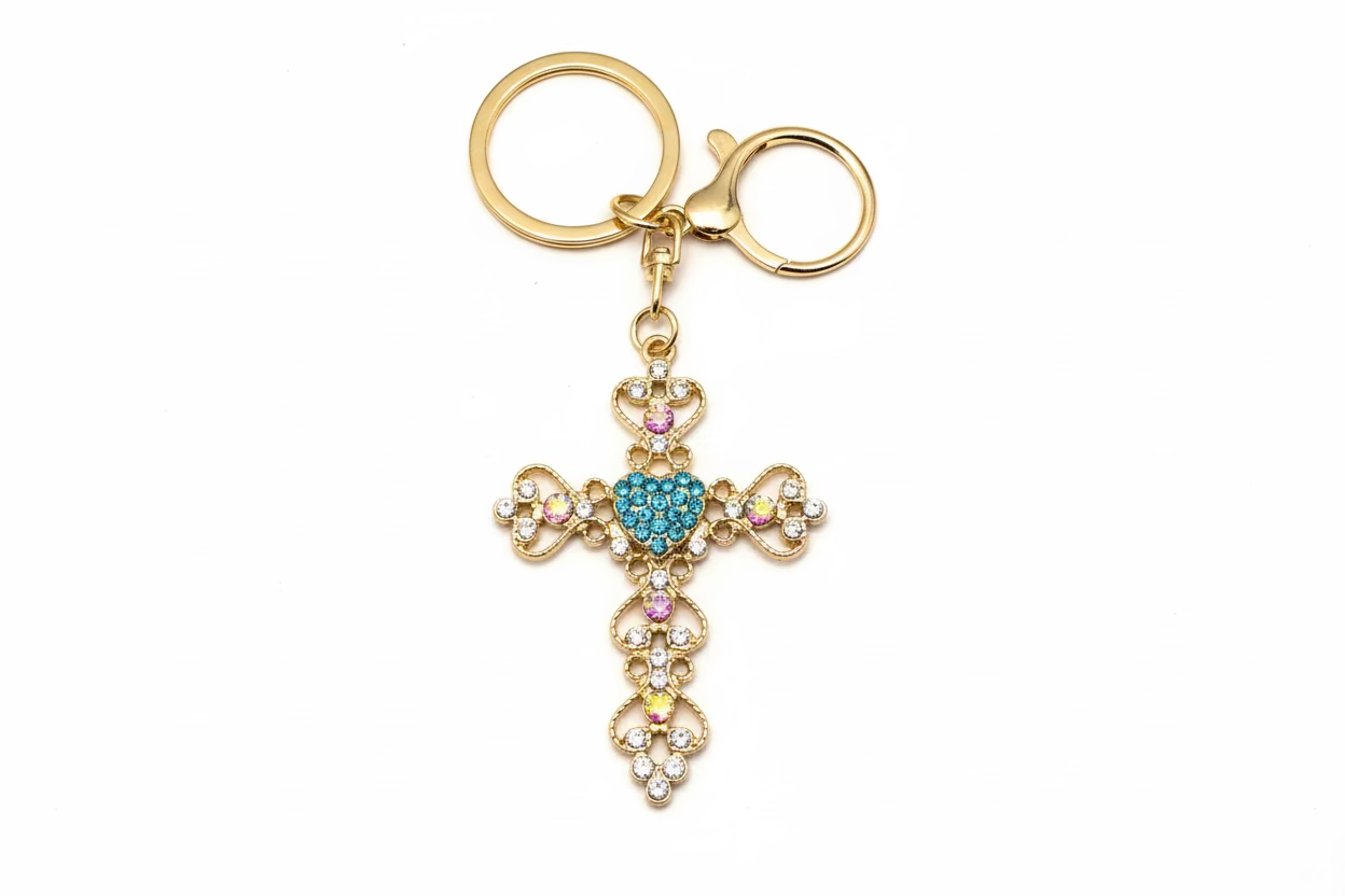 Jewel Cross Bag Charm Keychain