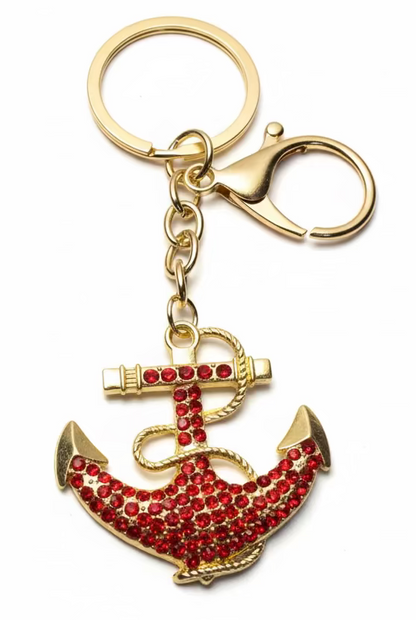 Anchor Sparkly Bag Charm Keychain