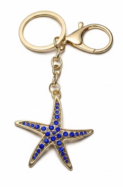 Starfish Sparkly Bag Charm Keychain