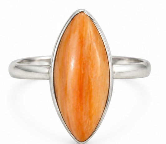 Size 6 Orange Spiny Oyster Shell .925 Sterling Silver Ring