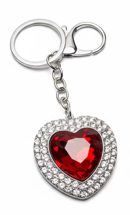 Heart Gem Bag Charm Keychain