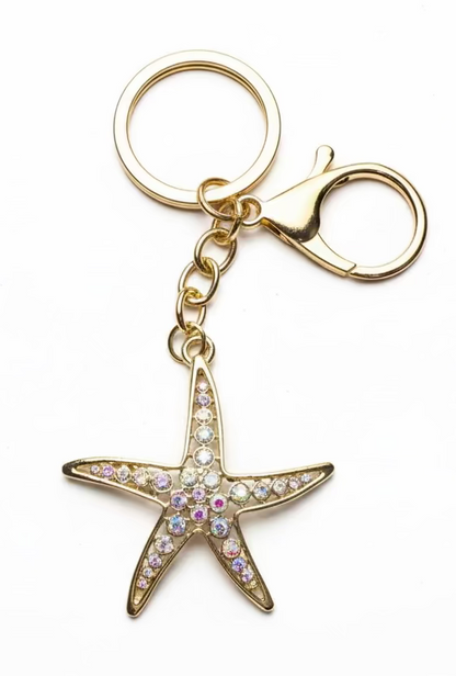 Starfish Sparkly Bag Charm Keychain