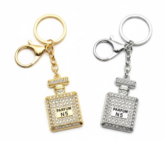 Perfume Bottle Sparkly Bag Charm Keychain